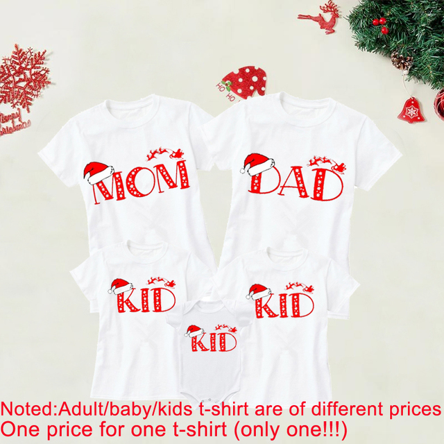 Kapelusz bożonarodzeniowy z nadrukiem dla rodziny, pasujący do strojów: rodzice i dzieci, T-shirty - Wianko - 3