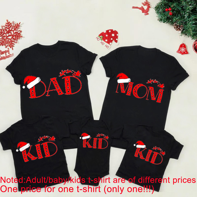 Kapelusz bożonarodzeniowy z nadrukiem dla rodziny, pasujący do strojów: rodzice i dzieci, T-shirty - Wianko - 5