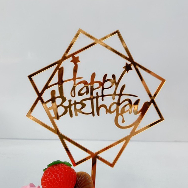 Akrylowa dekoracja na tort urodzinowy - złoty topper - Wianko - 2