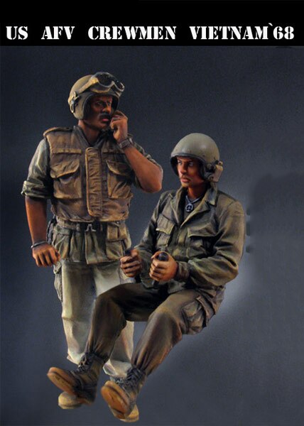 Zestaw modelarski: Niepomalowany członkowie załogi USA 1/35 zbiornik wojna w Wietnamie, figurka żołnierza historyczna, żywica Kit - Wianko - 2