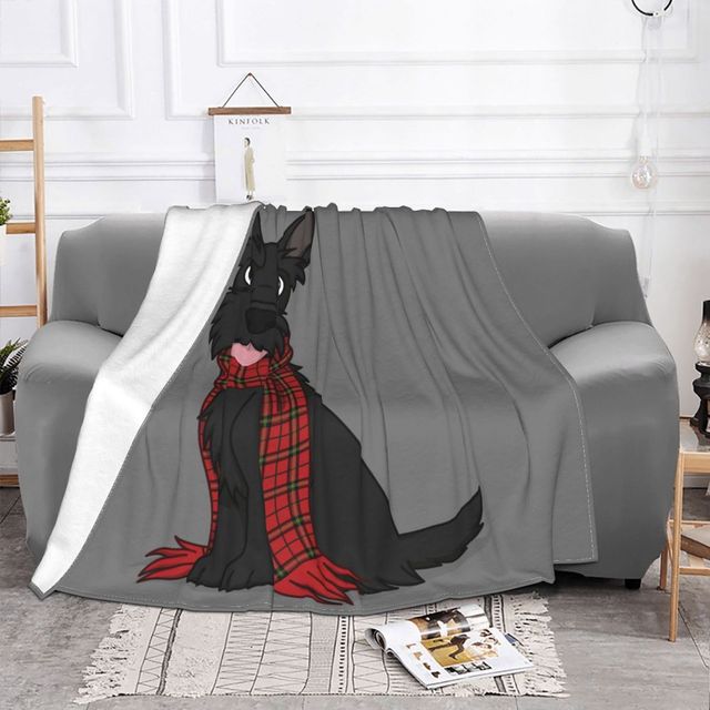 Koc flanelowy z motywem szkockiego teriera - idealny prezent dla miłośnika psów, niesamowity rzut na łóżko, kanapę o wymiarach 200x150cm - Wianko - 6