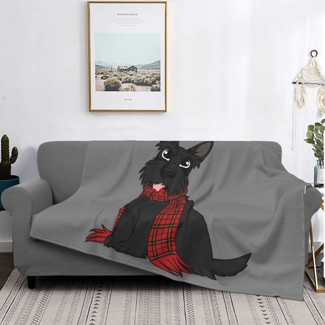 Koc flanelowy z motywem szkockiego teriera - idealny prezent dla miłośnika psów, niesamowity rzut na łóżko, kanapę o wymiarach 200x150cm - Wianko - 5