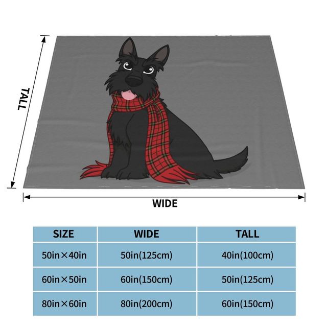 Koc flanelowy z motywem szkockiego teriera - idealny prezent dla miłośnika psów, niesamowity rzut na łóżko, kanapę o wymiarach 200x150cm - Wianko - 2