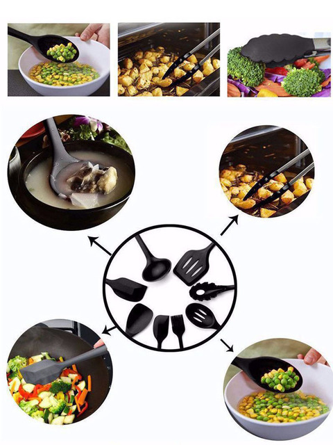 Silikonowa łyżka do zupy i łopatka do makaronu - przystosowane do kontaktu z żywnością, w kolorze czerwonym, idealne do gotowania i  podawania potraw - Wianko - 14
