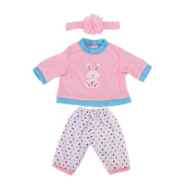 Zestaw 2 ubranek dla lalek - topy, spodnie sukienka - Fit 18 Cal American & 43CM Reborn Baby - noworodki, dziewczyny - DIY prezenty, zabawki - Wianko - 22