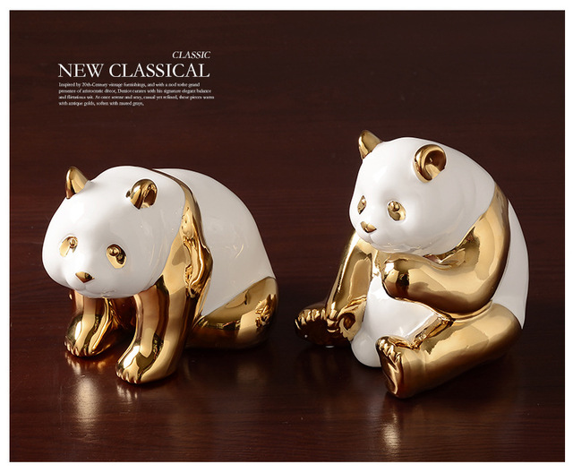 Nowoczesna i prosta złota panda ceramiczna dekoracja światła luksusowa kreatywna TV do salonu - Wianko - 8