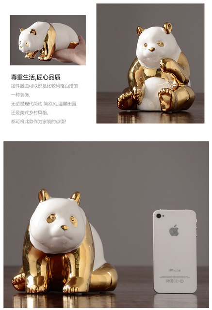 Nowoczesna i prosta złota panda ceramiczna dekoracja światła luksusowa kreatywna TV do salonu - Wianko - 7