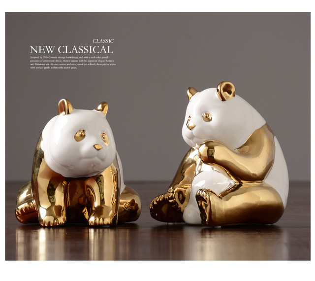 Nowoczesna i prosta złota panda ceramiczna dekoracja światła luksusowa kreatywna TV do salonu - Wianko - 6