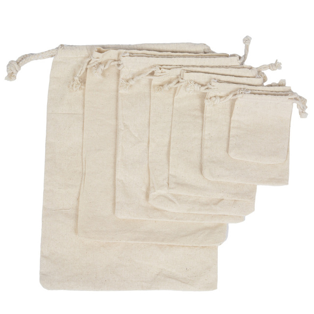 Bawełniane torby do przechowywania sznurków - 50 sztuk/partia - prezent ślubny DIY - wielokrotnego użytku - Wianko - 1