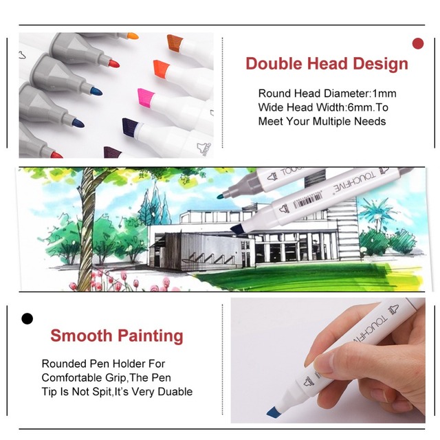 Markery artystyczne Touchfive z podwójnymi końcówkami (10/30/40/60/80/168 kolorów) dla szkolnych rysowników - Wianko - 17