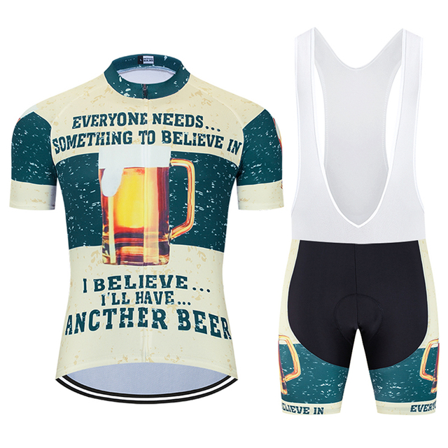Mężczyźni Moxilyn - Komplet odzieży rowerowej: koszulka z kieszonkami i spodnie górskie MTB, szybkoschnące i oddychające, absorbujące pot + uwielbiam piwo - Wianko - 25
