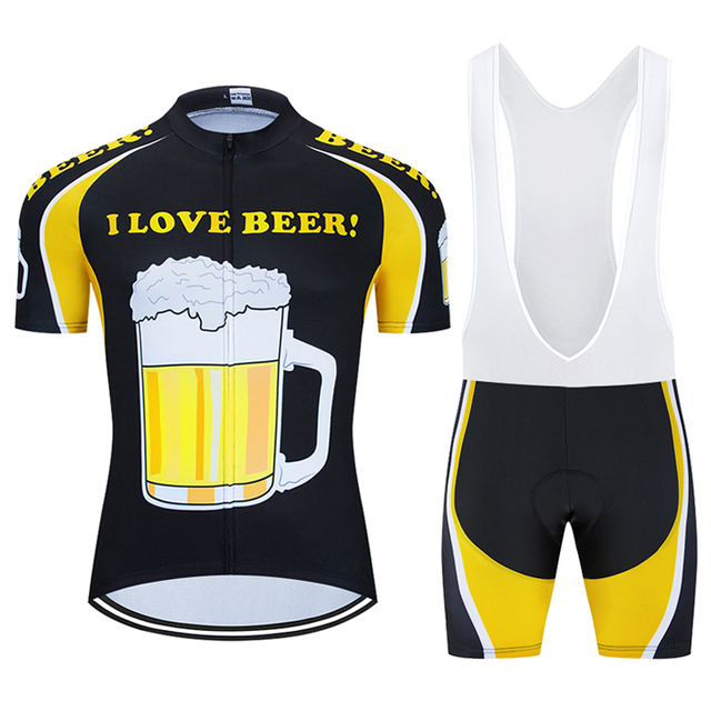 Mężczyźni Moxilyn - Komplet odzieży rowerowej: koszulka z kieszonkami i spodnie górskie MTB, szybkoschnące i oddychające, absorbujące pot + uwielbiam piwo - Wianko - 21