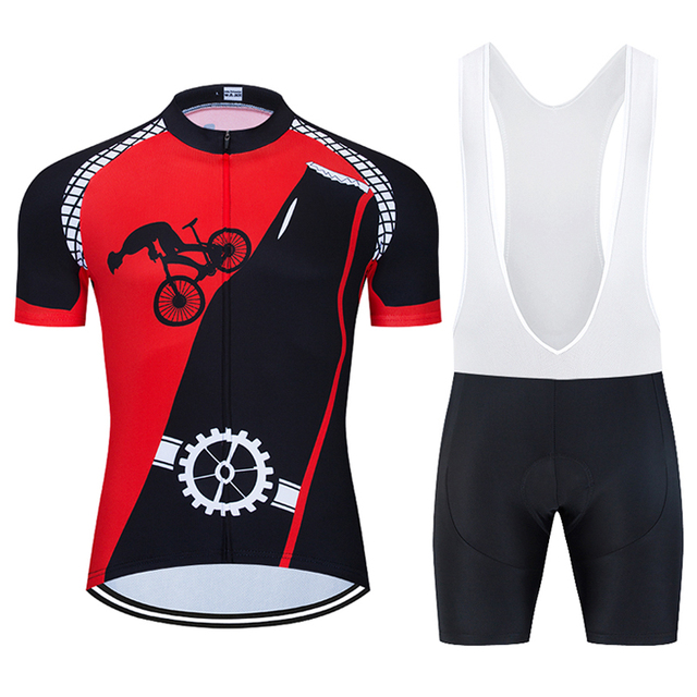 Mężczyźni Moxilyn - Komplet odzieży rowerowej: koszulka z kieszonkami i spodnie górskie MTB, szybkoschnące i oddychające, absorbujące pot + uwielbiam piwo - Wianko - 29
