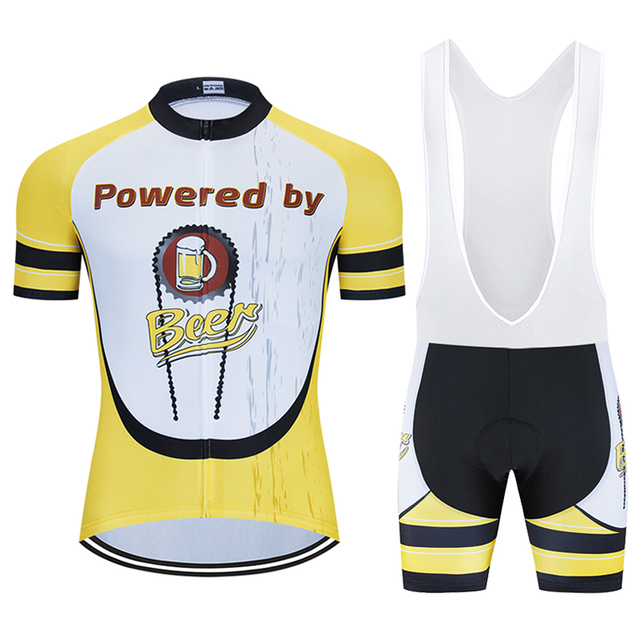 Mężczyźni Moxilyn - Komplet odzieży rowerowej: koszulka z kieszonkami i spodnie górskie MTB, szybkoschnące i oddychające, absorbujące pot + uwielbiam piwo - Wianko - 23