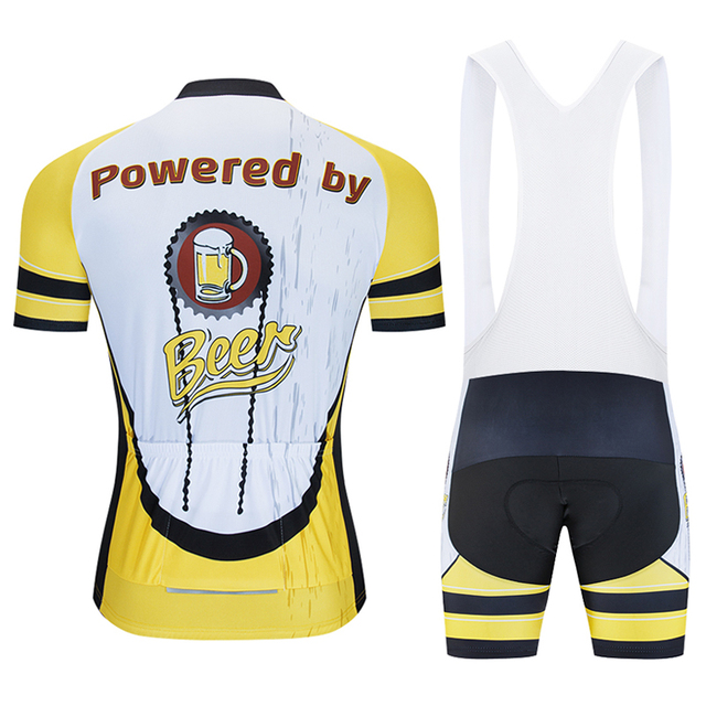 Mężczyźni Moxilyn - Komplet odzieży rowerowej: koszulka z kieszonkami i spodnie górskie MTB, szybkoschnące i oddychające, absorbujące pot + uwielbiam piwo - Wianko - 24