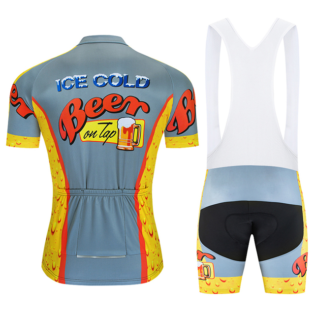 Mężczyźni Moxilyn - Komplet odzieży rowerowej: koszulka z kieszonkami i spodnie górskie MTB, szybkoschnące i oddychające, absorbujące pot + uwielbiam piwo - Wianko - 40