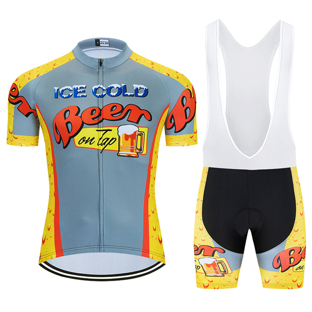 Mężczyźni Moxilyn - Komplet odzieży rowerowej: koszulka z kieszonkami i spodnie górskie MTB, szybkoschnące i oddychające, absorbujące pot + uwielbiam piwo - Wianko - 39