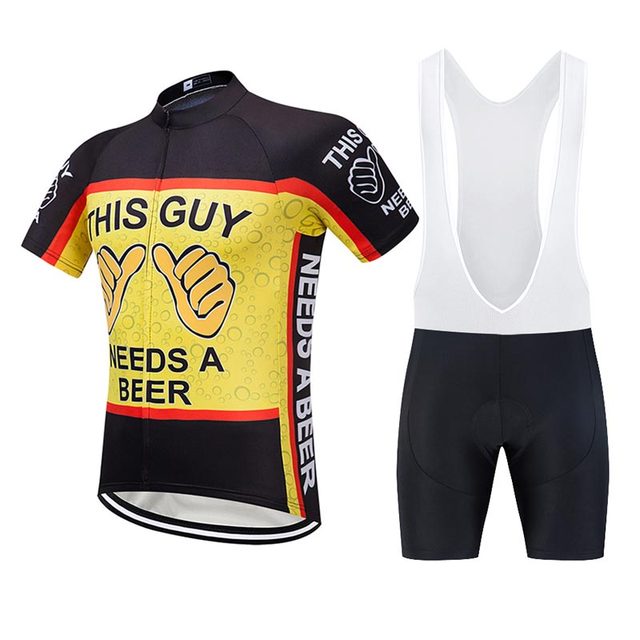 Mężczyźni Moxilyn - Komplet odzieży rowerowej: koszulka z kieszonkami i spodnie górskie MTB, szybkoschnące i oddychające, absorbujące pot + uwielbiam piwo - Wianko - 43