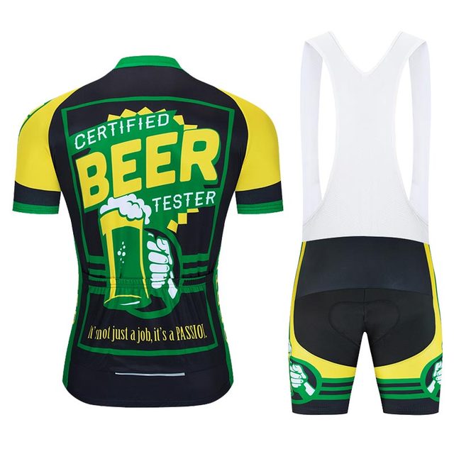 Mężczyźni Moxilyn - Komplet odzieży rowerowej: koszulka z kieszonkami i spodnie górskie MTB, szybkoschnące i oddychające, absorbujące pot + uwielbiam piwo - Wianko - 18