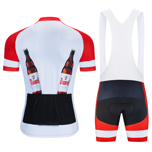 Mężczyźni Moxilyn - Komplet odzieży rowerowej: koszulka z kieszonkami i spodnie górskie MTB, szybkoschnące i oddychające, absorbujące pot + uwielbiam piwo - Wianko - 42