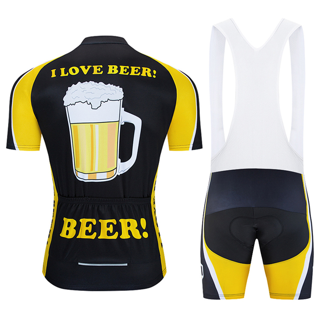 Mężczyźni Moxilyn - Komplet odzieży rowerowej: koszulka z kieszonkami i spodnie górskie MTB, szybkoschnące i oddychające, absorbujące pot + uwielbiam piwo - Wianko - 22