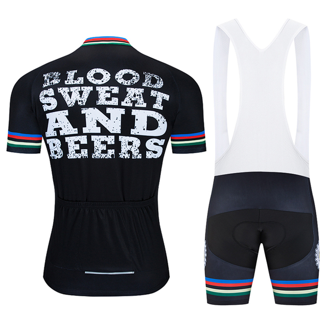 Mężczyźni Moxilyn - Komplet odzieży rowerowej: koszulka z kieszonkami i spodnie górskie MTB, szybkoschnące i oddychające, absorbujące pot + uwielbiam piwo - Wianko - 36