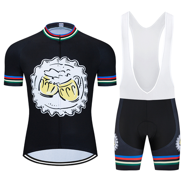 Mężczyźni Moxilyn - Komplet odzieży rowerowej: koszulka z kieszonkami i spodnie górskie MTB, szybkoschnące i oddychające, absorbujące pot + uwielbiam piwo - Wianko - 35