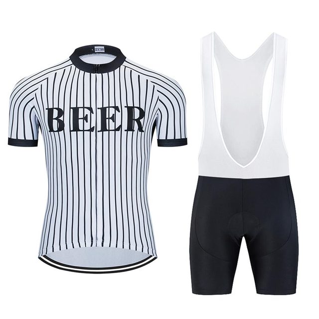 Mężczyźni Moxilyn - Komplet odzieży rowerowej: koszulka z kieszonkami i spodnie górskie MTB, szybkoschnące i oddychające, absorbujące pot + uwielbiam piwo - Wianko - 31