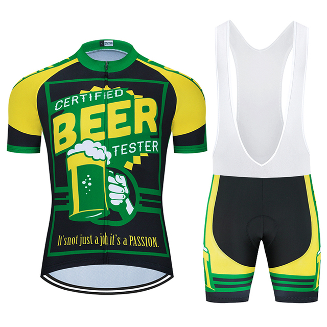Mężczyźni Moxilyn - Komplet odzieży rowerowej: koszulka z kieszonkami i spodnie górskie MTB, szybkoschnące i oddychające, absorbujące pot + uwielbiam piwo - Wianko - 17