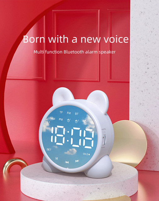 Bluetooth lusterko stołowe zegar budzik dla dzieci - słodki kociak cyfrowy zegar sypialniany LED - Wianko - 1