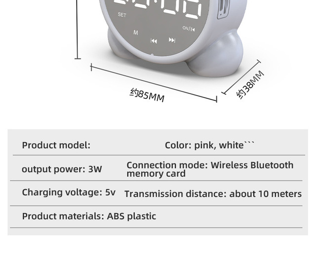 Bluetooth lusterko stołowe zegar budzik dla dzieci - słodki kociak cyfrowy zegar sypialniany LED - Wianko - 17