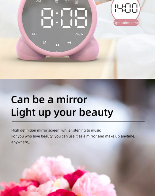 Bluetooth lusterko stołowe zegar budzik dla dzieci - słodki kociak cyfrowy zegar sypialniany LED - Wianko - 11