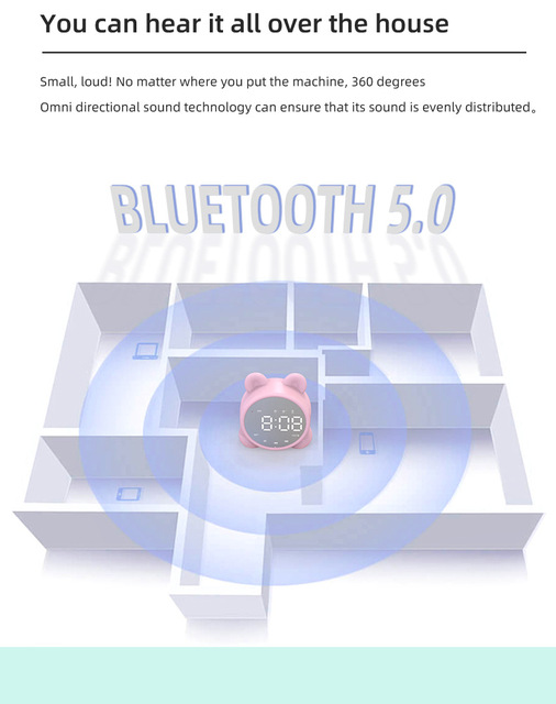 Bluetooth lusterko stołowe zegar budzik dla dzieci - słodki kociak cyfrowy zegar sypialniany LED - Wianko - 15