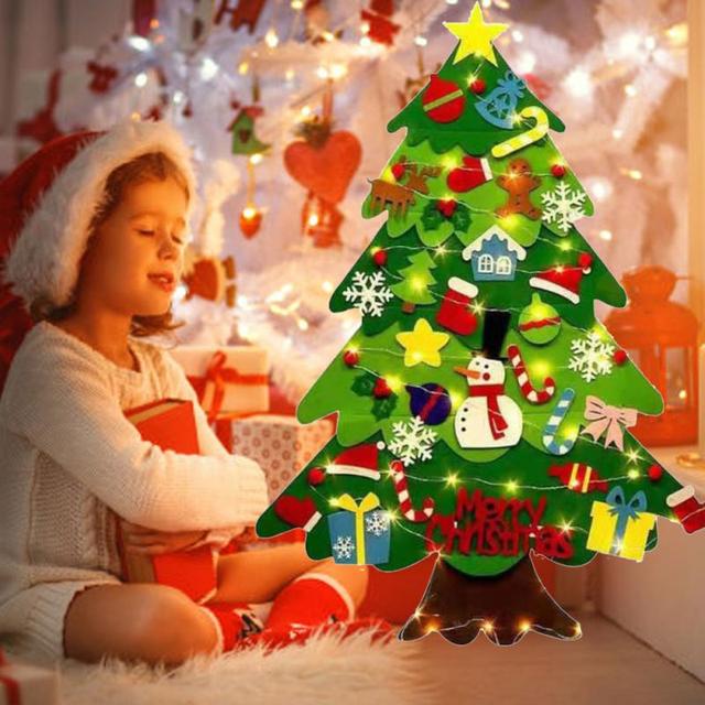 Filcowa choinka Montessori - dekoracja świąteczna i zabawka DIY dla dzieci - ozdoba ścienna i drzwi - Wianko - 1