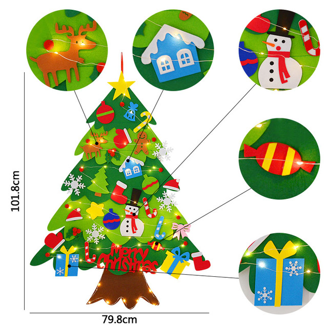 Filcowa choinka Montessori - dekoracja świąteczna i zabawka DIY dla dzieci - ozdoba ścienna i drzwi - Wianko - 5