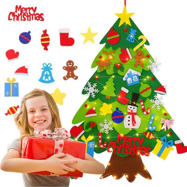 Filcowa choinka Montessori - dekoracja świąteczna i zabawka DIY dla dzieci - ozdoba ścienna i drzwi - Wianko - 3