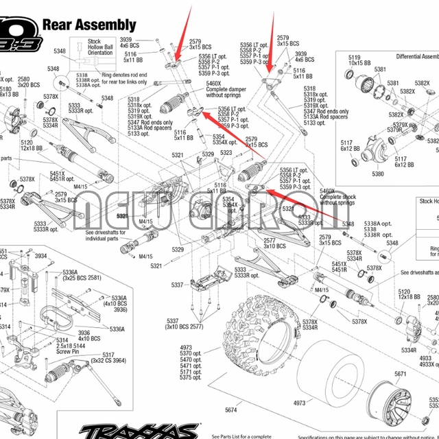 Tytuł: Zestaw 2szt tylnej ramy wahacza Progressive-2 (90-T) z aluminium do Traxxas 1/10 Revo 3.3 e-revo 2.0 Slayer Pro 4X4 Summit - Wianko - 3