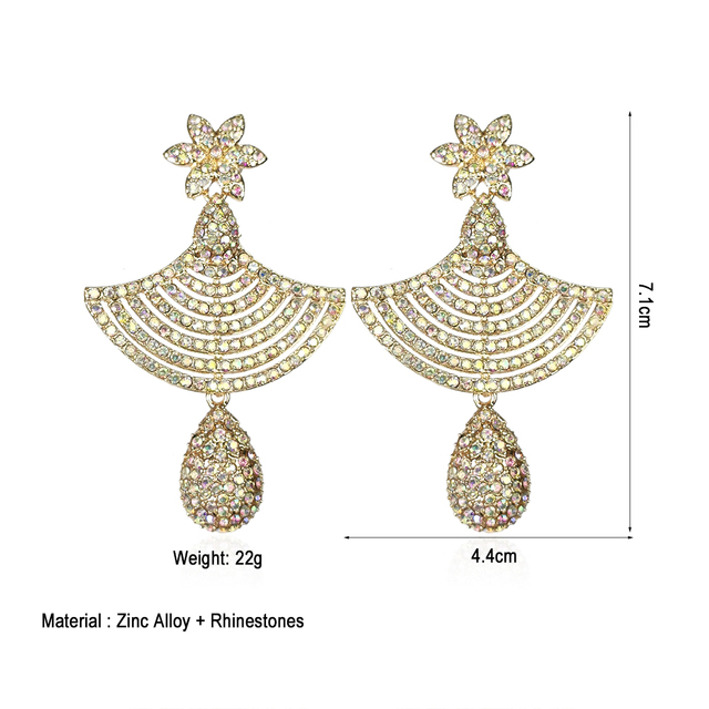 Luksusowe kolczyki wiszące z cyrkoniami - duże, błyszczące kryształowe spadające formy dla przyjęć weselnych i prezentów - Bijoux 2022 - Wianko - 3