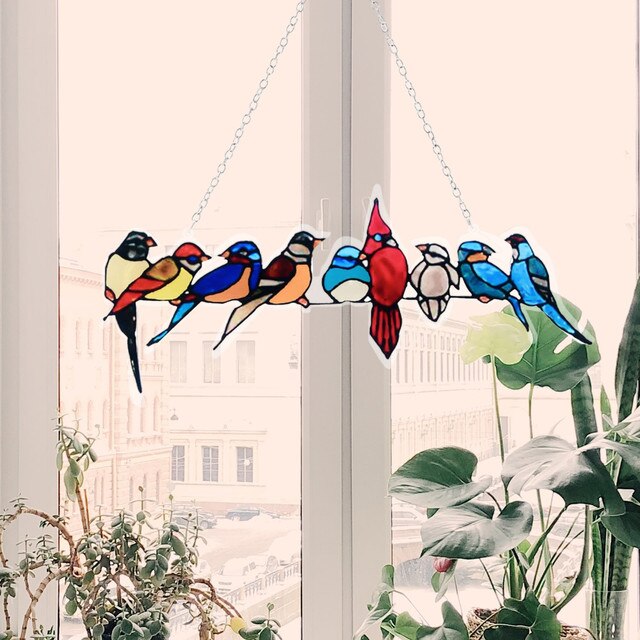 Witraż ptak Suncatcher ozdoba okienna i dekoracja wisząca - Wianko - 13