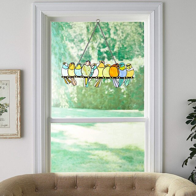 Witraż ptak Suncatcher ozdoba okienna i dekoracja wisząca - Wianko - 23