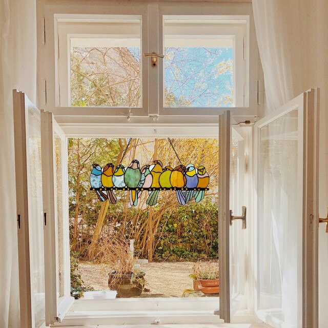 Witraż ptak Suncatcher ozdoba okienna i dekoracja wisząca - Wianko - 24