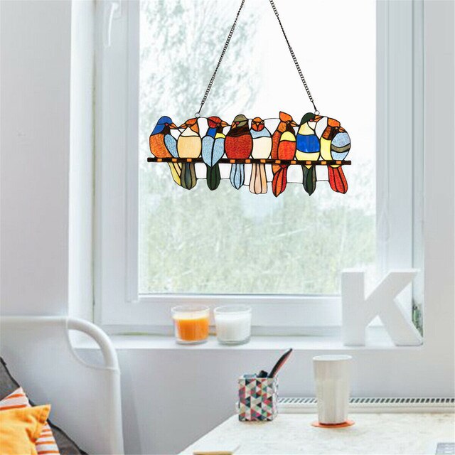 Witraż ptak Suncatcher ozdoba okienna i dekoracja wisząca - Wianko - 16