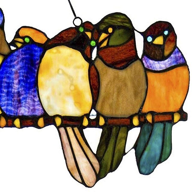 Witraż ptak Suncatcher ozdoba okienna i dekoracja wisząca - Wianko - 5