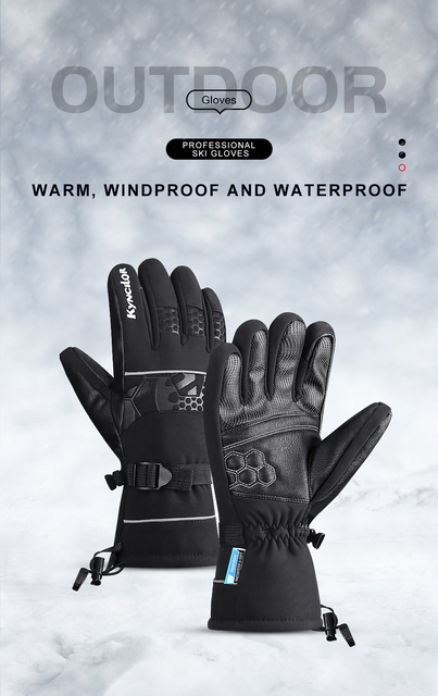 Rękawice narciarskie wodoodporne z dodatkowym zagęszczeniem do zimowego ciepła dla mężczyzn i kobiet z opcją obsługi ekranu dotykowego - Wianko - 1