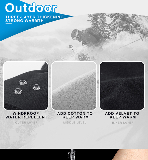 Rękawice narciarskie wodoodporne z dodatkowym zagęszczeniem do zimowego ciepła dla mężczyzn i kobiet z opcją obsługi ekranu dotykowego - Wianko - 5