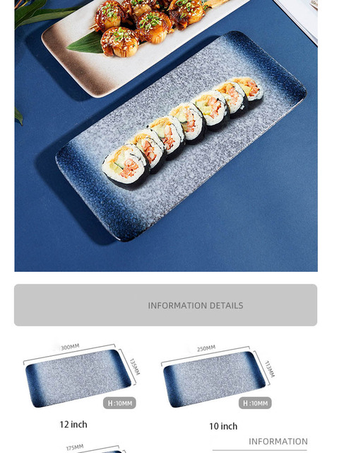 Japońska ceramika - prostokątny talerz na sushi, owoce, deser, stek, łosoś, sashimi - kreatywne naczynie kuchenne - Wianko - 4