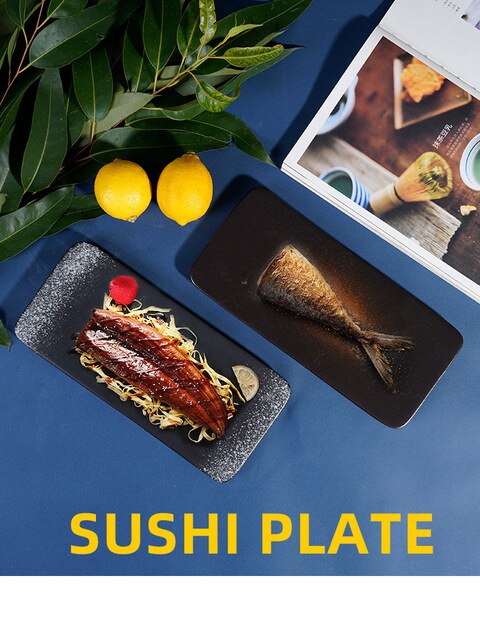 Japońska ceramika - prostokątny talerz na sushi, owoce, deser, stek, łosoś, sashimi - kreatywne naczynie kuchenne - Wianko - 2