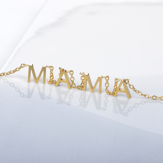 Naszyjnik listowy z inicjałami MAMA - biżuteria damskiego naszyjnika na zawsze - prezenty dla mamy - 2021 - Collier Femme BFF - Wianko - 2