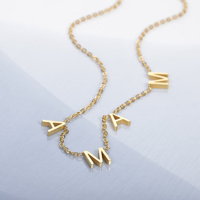 Naszyjnik listowy z inicjałami MAMA - biżuteria damskiego naszyjnika na zawsze - prezenty dla mamy - 2021 - Collier Femme BFF - Wianko - 4
