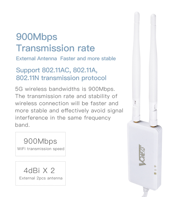 Bezprzewodowy router VONETS VAP11S-5G - minirouter repeater z dużym zasięgiem i wysoką mocą, idealny do przesyłania wideo na duże odległości przez Wi-Fi - Wianko - 5